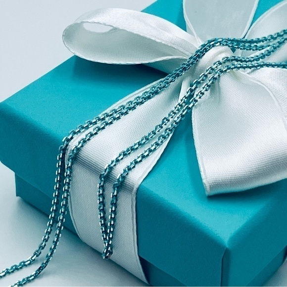 Tiffany & Co Blue Enamel Heart Tag 30” Sparkle Chain PACKAGING - Picture 5 of 11